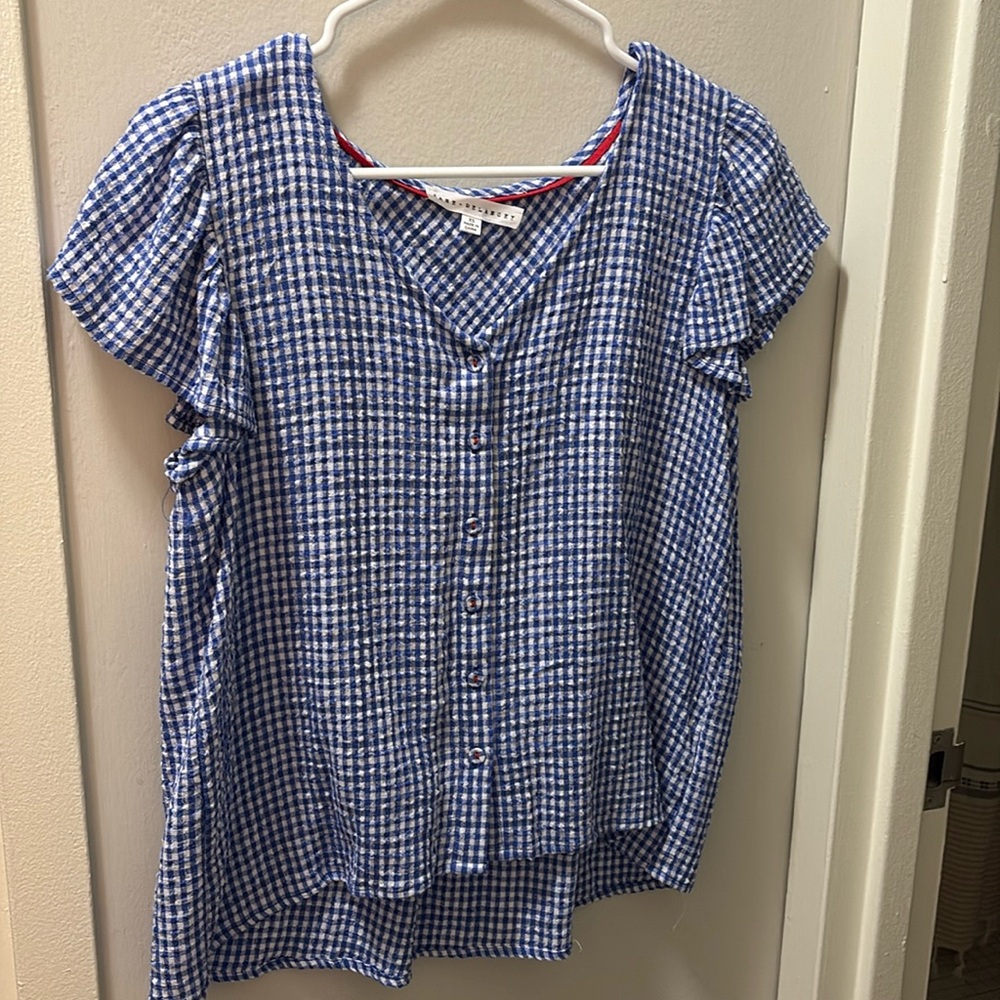 Blue gingham blouse